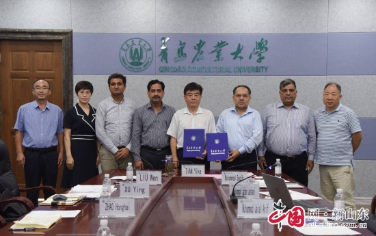 近日，青島農(nóng)業(yè)大學(xué)與巴基斯坦費(fèi)薩拉巴德農(nóng)業(yè)大學(xué)舉行交流會(huì)議，青島農(nóng)業(yè)大學(xué)副校長(zhǎng)田義軻出席，巴基斯坦費(fèi)薩拉巴德農(nóng)業(yè)大學(xué)校長(zhǎng)伊卡爾·阿罕默德·汗線(xiàn)上出席會(huì)議，來(lái)校訪(fǎng)問(wèn)的該?？蒲小? title=